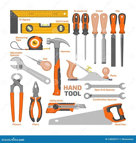 Hand Tool Vector Construction Handtools Hammer Pliers and Screwdriver of Toolbox Illustration ...