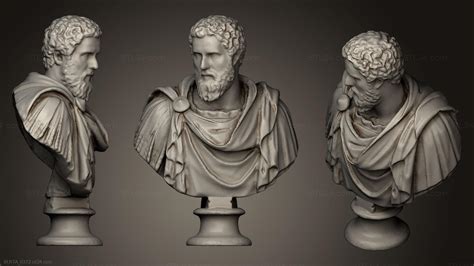 Busts and heads antique and historical - Didius Julianus, BUSTA_0372. 3D stl model for CNC