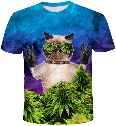 WEED KITTY CAT - 3D STREET WEAR TSHIRT - by www.wesellanything.co