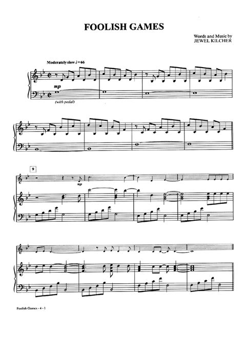 FOOLISH GAMES Piano Sheet music | Easy Sheet Music