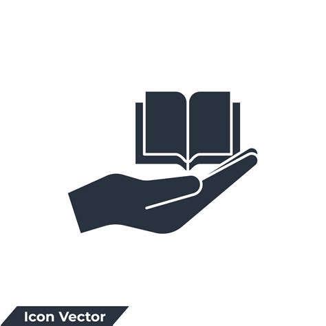 resource reference icon logo vector illustration. hand giving the book symbol template for ...