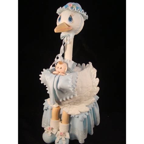 Stork with Baby Cake Topper Baby Shower Stork in Blue Pink or Yellow ...