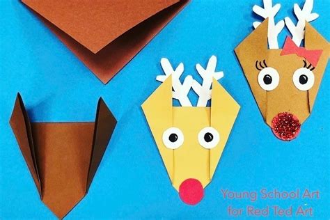 Easy Origami Reindeer for Preschool - Red Ted Art - Kids Crafts