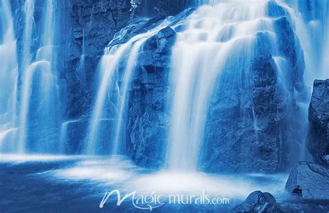 Blue Waterfall Wallpaper Wall Mural by Magic Murals