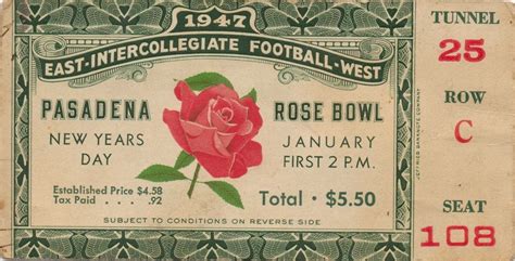 Rose Bowl ticket (1947) - Vintage Sports Pictures