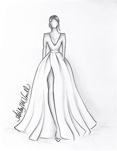 Custom Bridal Wedding Dress Illustration, Size 9 X 12 Wedding Gift for ...