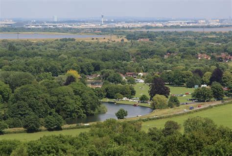 River Thames and Heathrow Airport, from Air Forces Memorial, Runnymede - Beautiful England Photos