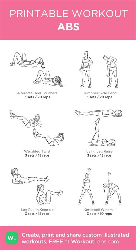 ABS: my custom printable workout by @WorkoutLabs #workoutlabs #customworkout | Workout plan gym ...