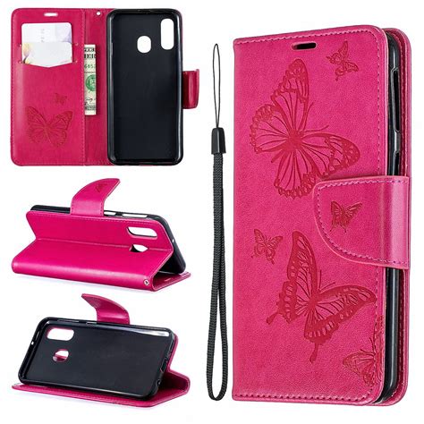 Samsung Galaxy A40 Case, Dteck Embossed Butterfly Flip PU Leather Stand ...