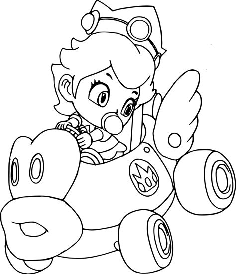 Disegno di Peach Mario Kart da colorare - Pagine da colorare gratis