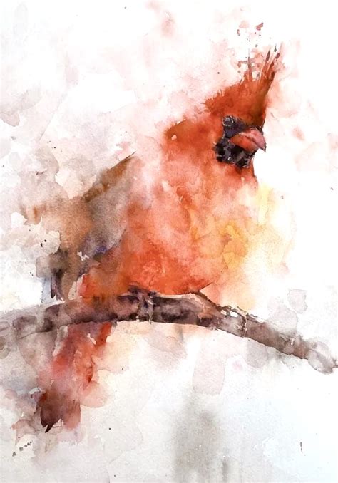 Loose Watercolor Cardinal Bird Painting