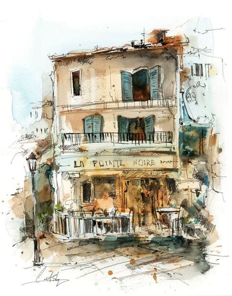 European Cafe Painting | Architecture painting, City painting, European cafe