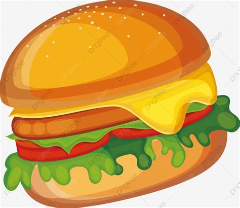 Burger Cartoon Clipart Vector, Creative Cartoon Burger Vector Material, Food Clipart, Cartoon ...