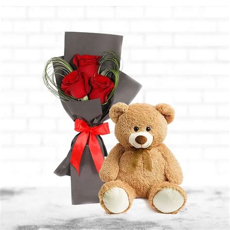 Online Red Roses Bouquet and Teddy Bear Delivery in UAE - Buy Any Flowers