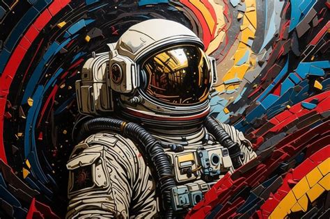 Premium AI Image | Retro poster astronaut on space background