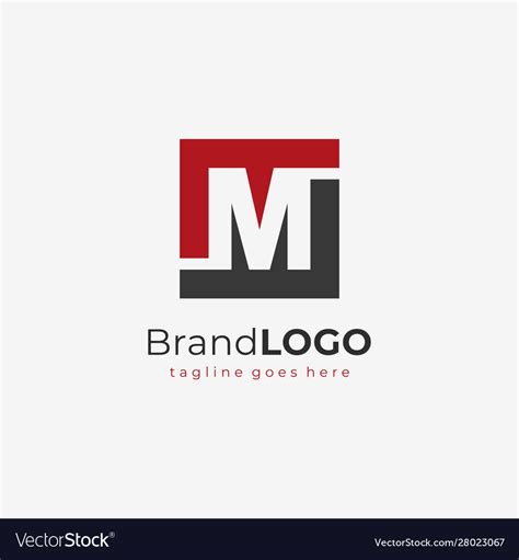 Simple square letter m logo design template Vector Image