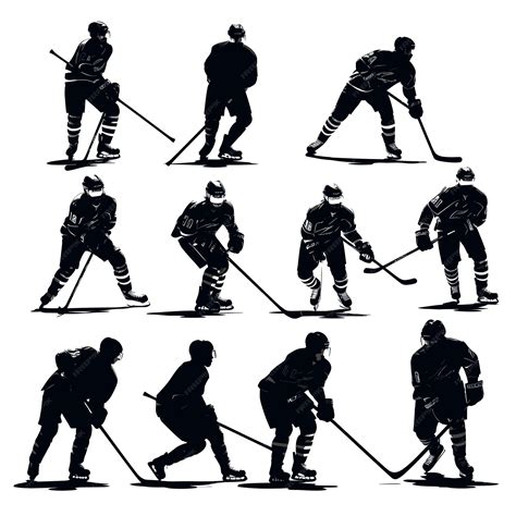 Premium Vector | Hockey player silhouette pack vector