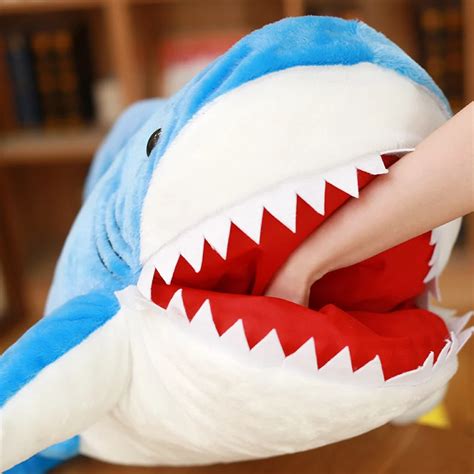 big funny cartoon shark doll plush toy sleeping pillow bite shark doll pillows birthday ...