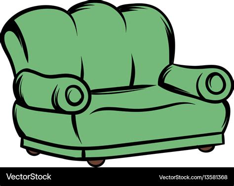 Green sofa icon cartoon Royalty Free Vector Image