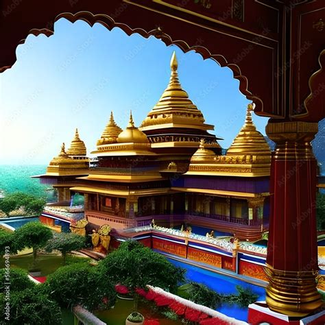 Lord Krishna's palace in Dwaraka Stock Illustration | Adobe Stock