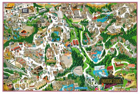 Universal Studios Hollywood Souvenir Map | Curtis Wright Maps