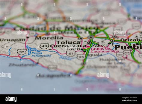 Cuernavaca Mexico shown on a road map or Geography map Stock Photo - Alamy