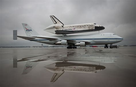 April 18, 2012: Discovery mounted atop a NASA 747 Shuttle Carrier Aircraft