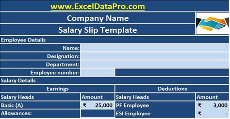 Download Corporate Salary Slip Excel Template - ExcelDataPro