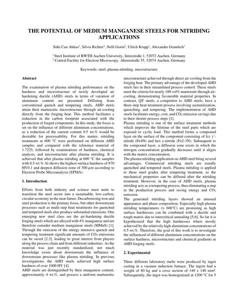 (PDF) The Potential of Medium Manganese Steels for Nitriding Applications