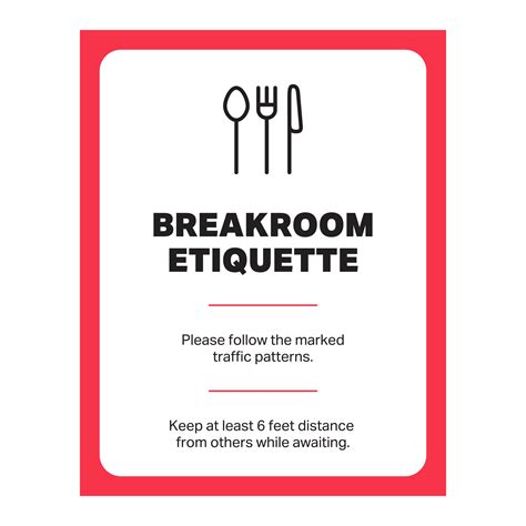 Freestanding Sign to Promote Safe Breakroom Etiquette – Social ...