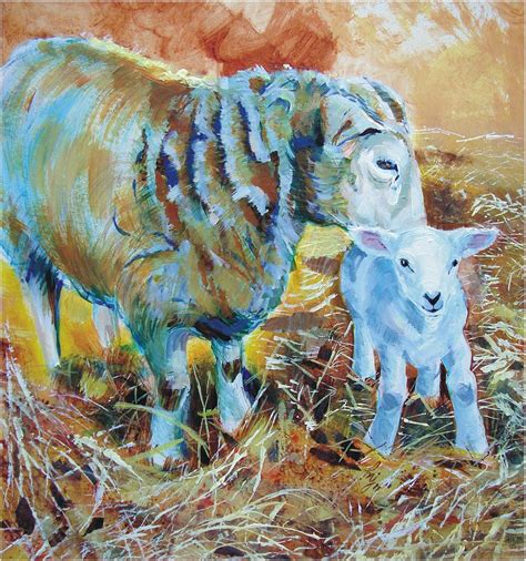 Sheep and Lamb Painting by Mike Jory - Pixels