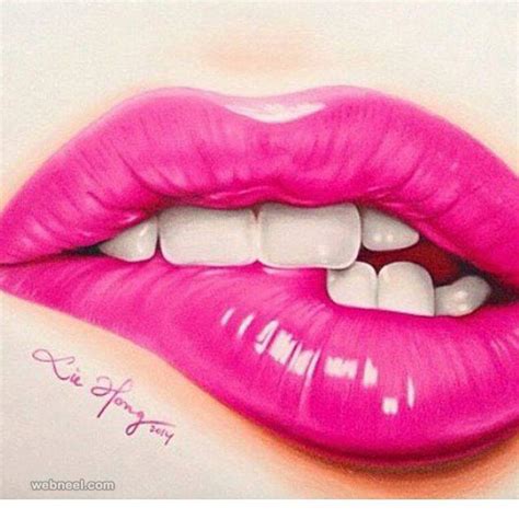 Lips Color Pencil Drawing By Liehong