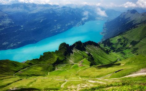 1600x1200 resolution | aerial photo of green mountain beside body of ...