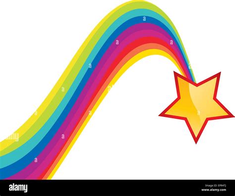 Shiny star and rainbow trail, vector illustration Stock Vector Image ...