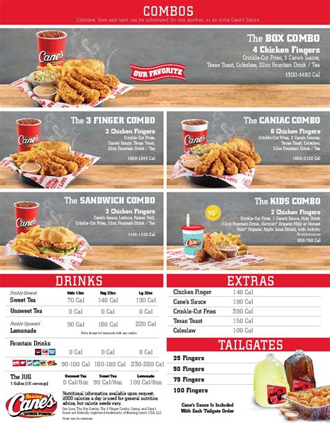 Cane'S Menu 2024 With Prices - Elana Harmony