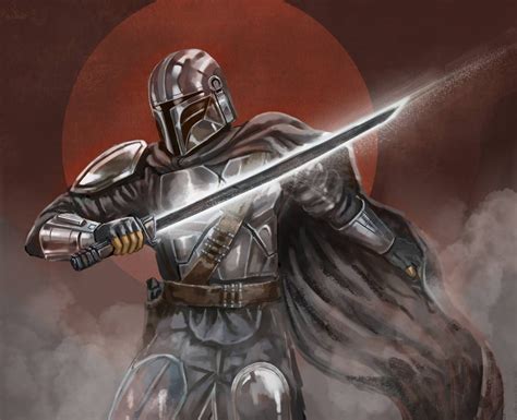 Mandalorian Din Djarin blacksaber painting by DemariDraws on DeviantArt ...