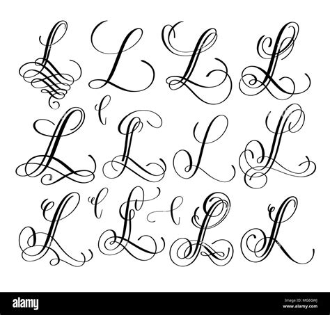 calligraphy lettering script font L set, hand written Stock Vector Image & Art - Alamy