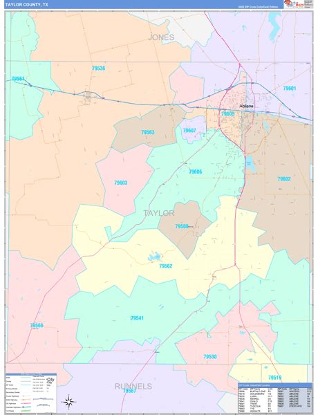 Taylor County, TX Wall Map Color Cast Style by MarketMAPS - MapSales