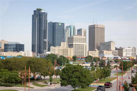 Skyline of Downtown Winnipeg As Seen from the Forks in Winnipeg ...