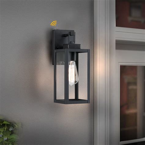 17 Stories 1-Light Matte Black Outdoor Wall Lantern with Dusk to Dawn ...