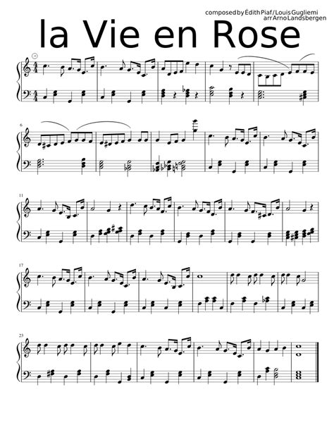 la Vie en Rose Sheet music for Piano (Solo) Easy | Musescore.com