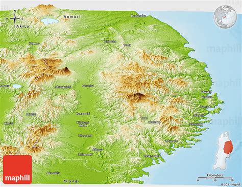 Physical Panoramic Map of Iwate