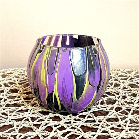 Small Hand Painted Fluid Art Vase, Pouring Acrylic Glass Vase, Small Glass Flower Vase ...