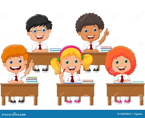 School Children Cartoon In Classroom At Lesson Stock Vector - Image: 50839842