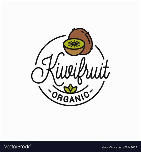 Kiwi fruit logo round linear logo slice Royalty Free Vector