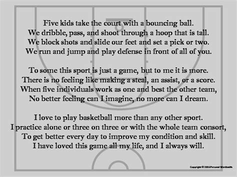 Basketball Team Poetry Print, Digital Basketball Poem Photo ...