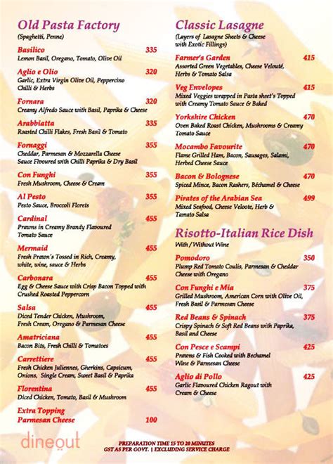 Menu of Mocambo Cafe, Fort, Mumbai | Dineout