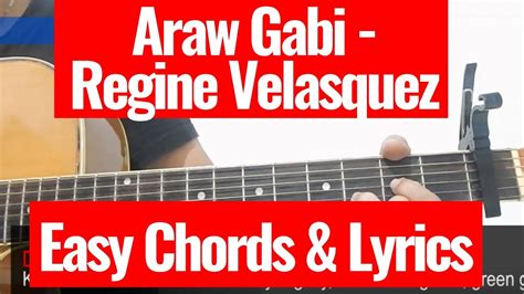 Araw Gabi - Regine Velasquez Acoustic Karaoke (Chords and Lyrics) Cover ...