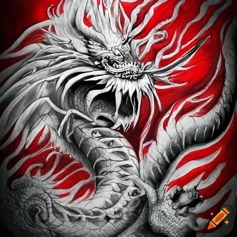 Red and black chinese dragon tattoo