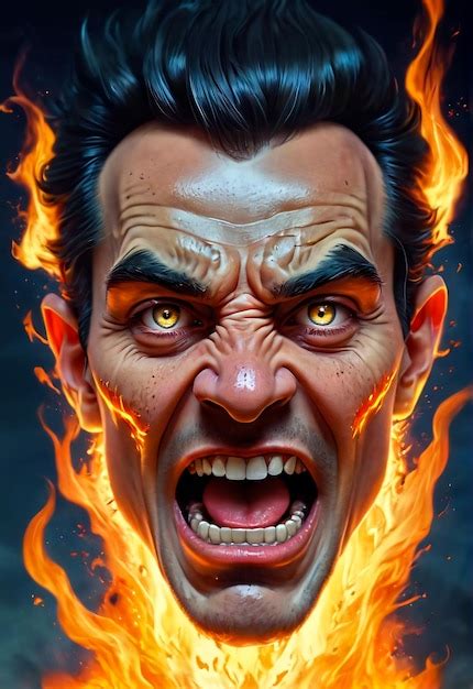 Premium Photo | Angry face scary fire face fantasy style fire bad man